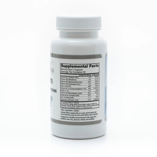 Herbal B All Calm supplement bottle from Grandma's Herbs, featuring calming herbal ingredients in eco-friendly packaging.