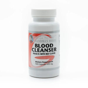 Herbal Blood Cleanser Phase II by Grandma's Herbs, featuring natural herbal ingredients in a health supplement bottle.