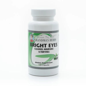 Herbal Bright Eyes product by Grandma's Herbs, featuring natural ingredients for eye health and revitalization.