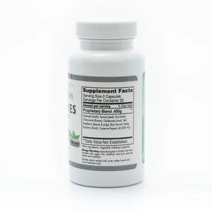 Herbal Bright Eyes supplement from Grandma's Herbs, featuring natural ingredients for eye health and wellness.