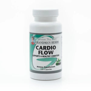 Herbal Cardio Flow supplement by Grandma's Herbs, featuring natural ingredients for cardiovascular health and blood pressure support.