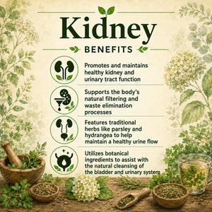 Herbal kidney supplement from Grandma's Herbs, featuring natural ingredients for supporting kidney health and wellness.