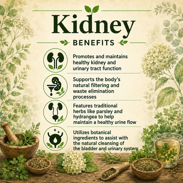 Herbal kidney supplement from Grandma's Herbs, featuring natural ingredients for supporting kidney health and wellness.
