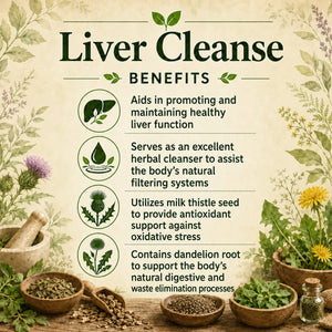 Herbal Liver Cleanse by Grandma's Herbs, featuring natural ingredients for detox and liver support in a health supplement bottle.