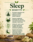 Herbal sleep aid from Grandma's Herbs with dried herbs and packaging, promoting restful sleep naturally.
