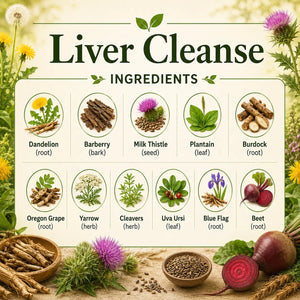 Herbal Liver Cleanse supplement from Grandma's Herbs featuring natural ingredients for liver health and detox support.