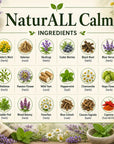 Herbal product jar labeled NaturALL Calm from Grandma's Herbs, featuring natural ingredients used for relaxation and calmness.