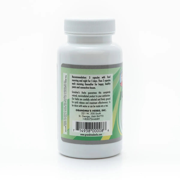 Herbal Joint Effects supplement by Grandma's Herbs, featuring natural ingredients for joint support and pain relief.