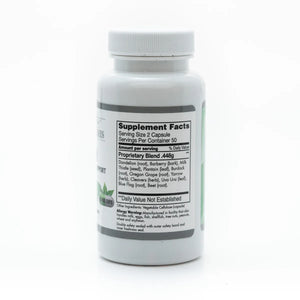 Herbal Liver Cleanse supplement by Grandma's Herbs featuring natural ingredients in a clear bottle with herbal labels.