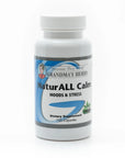 NaturalAllCalm herbal remedy by Grandma's Herbs, featuring a soothing blend of herbs in a clear glass jar with a wooden lid.