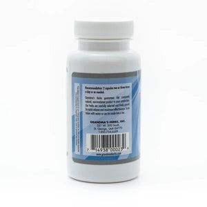 Herbal nervine supplement from Grandma's Herbs, showing the product packaging and herbal ingredients in a natural setting.