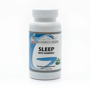 Herbal sleep aid from Grandma's Herbs featuring natural ingredients in a calming package for restful nights.