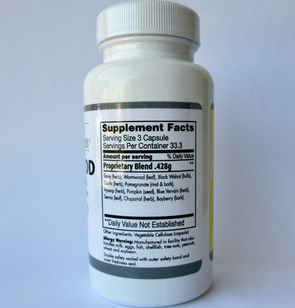 Herbal Wormwood Cleanse supplement by Grandma's Herbs, featuring dried wormwood leaves in a natural herbal product package.